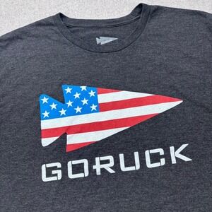 GORUCK T-Shirt Mens XL Charcoal Gray American Flag Arrowhead Logo Graphic Tee